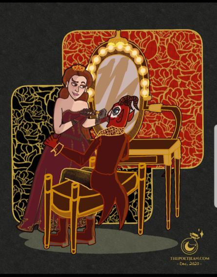 KISS AND MAKEUP: Tamara & Lucifer from the Devil's Carnival dressed in their royal best. A gift for a friend. DEC 2020.