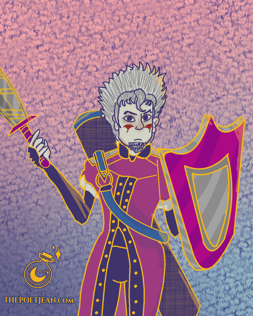 KNIGHT IN PURPLE AND GOLD: a small study of posing and color featuring a Middle Ages-style knight. MAR 2020.
